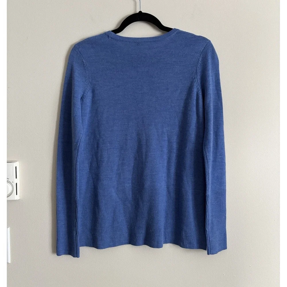 EUC J. McLaughlin Womens XS 100%‎ Merino Wool Knit Sweater Ribbed Blue Preppy